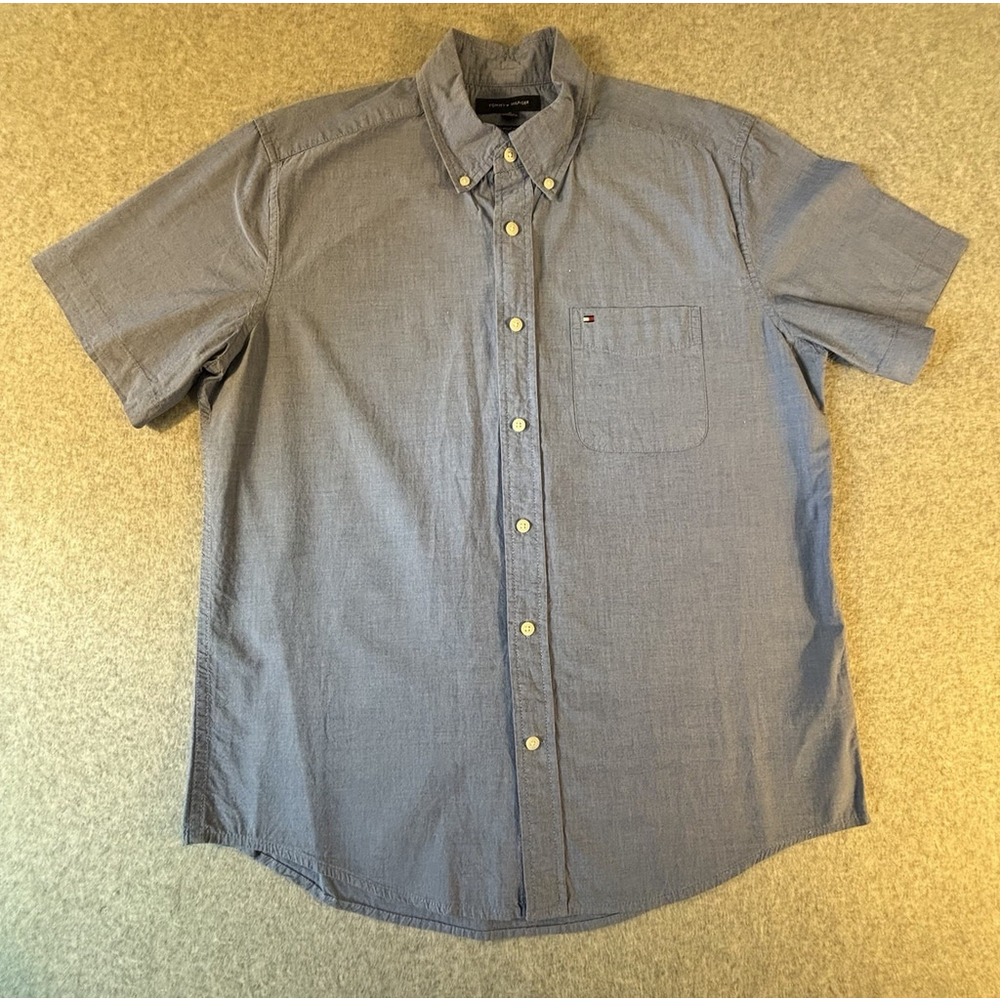 Tommy Hilfiger Classic Fit Blue Button Down Shirt Mens M Cotton